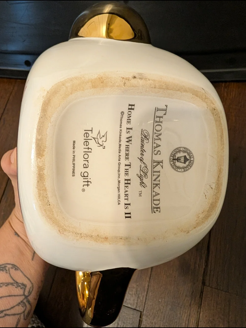 Thomas Kinkade White Porcelain Teapot with Gold Accents